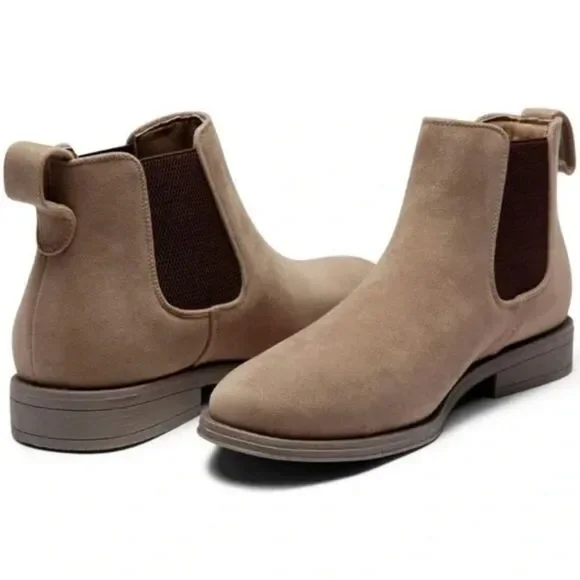 New Men's Chelsea Boots Casual Suede Fall Ankle Boots Simple, Mushroom - Picture 5 of 10
